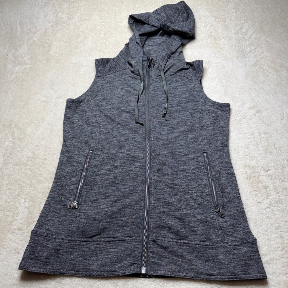 Kuhl Thin Full Zip Hooded Vest Size S Charcoal Heather Gray Black Women's Hiking